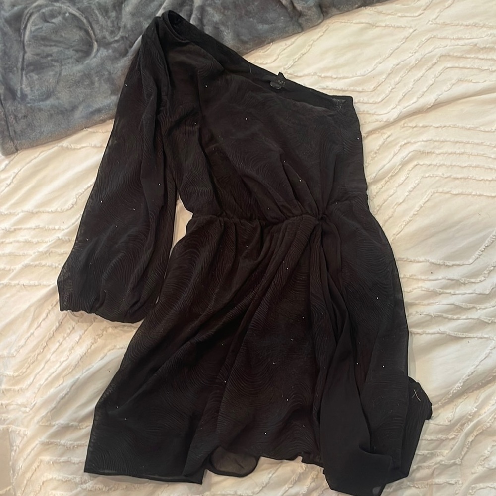 H:ours Sparkly sheer one shoulder dress